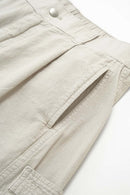 Pleated Utility Wide-Leg Pants - Light Gray