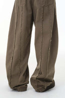 Washed Raw-Edge Utility Pants - Dark Khaki