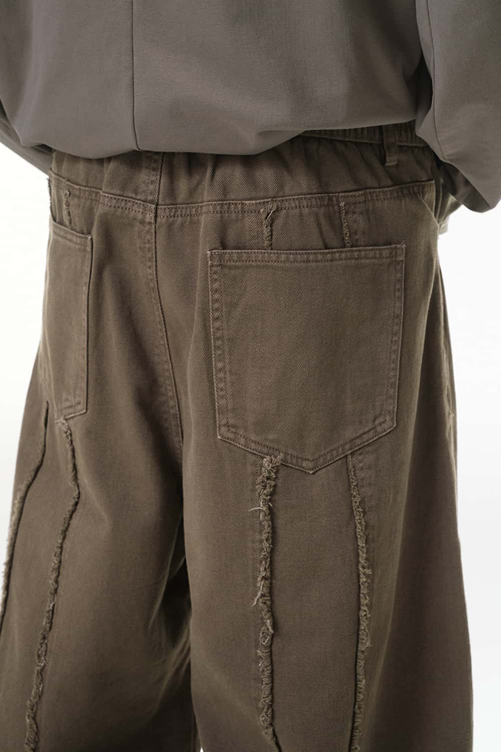 Washed Raw-Edge Utility Pants - Dark Khaki