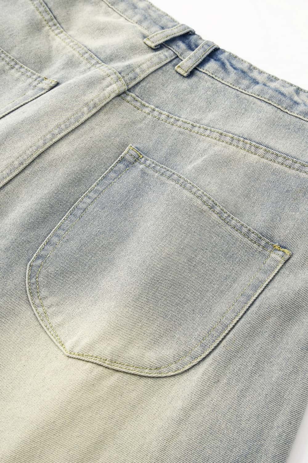 Washed Pleated Wide-Leg Jeans - Dark Gray