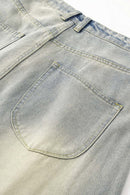 Washed Pleated Wide-Leg Jeans - Dark Gray
