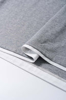 Layered Henley Loose Fit T-Shirt - Flower Gray