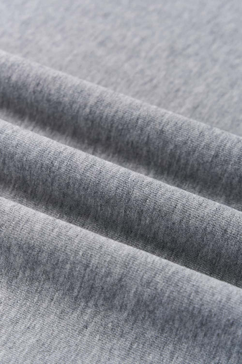 Layered Henley Loose Fit T-Shirt - Flower Gray