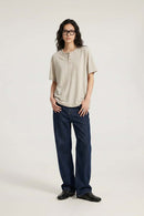 Textured Henley Short-Sleeve T-Shirt - Apricot