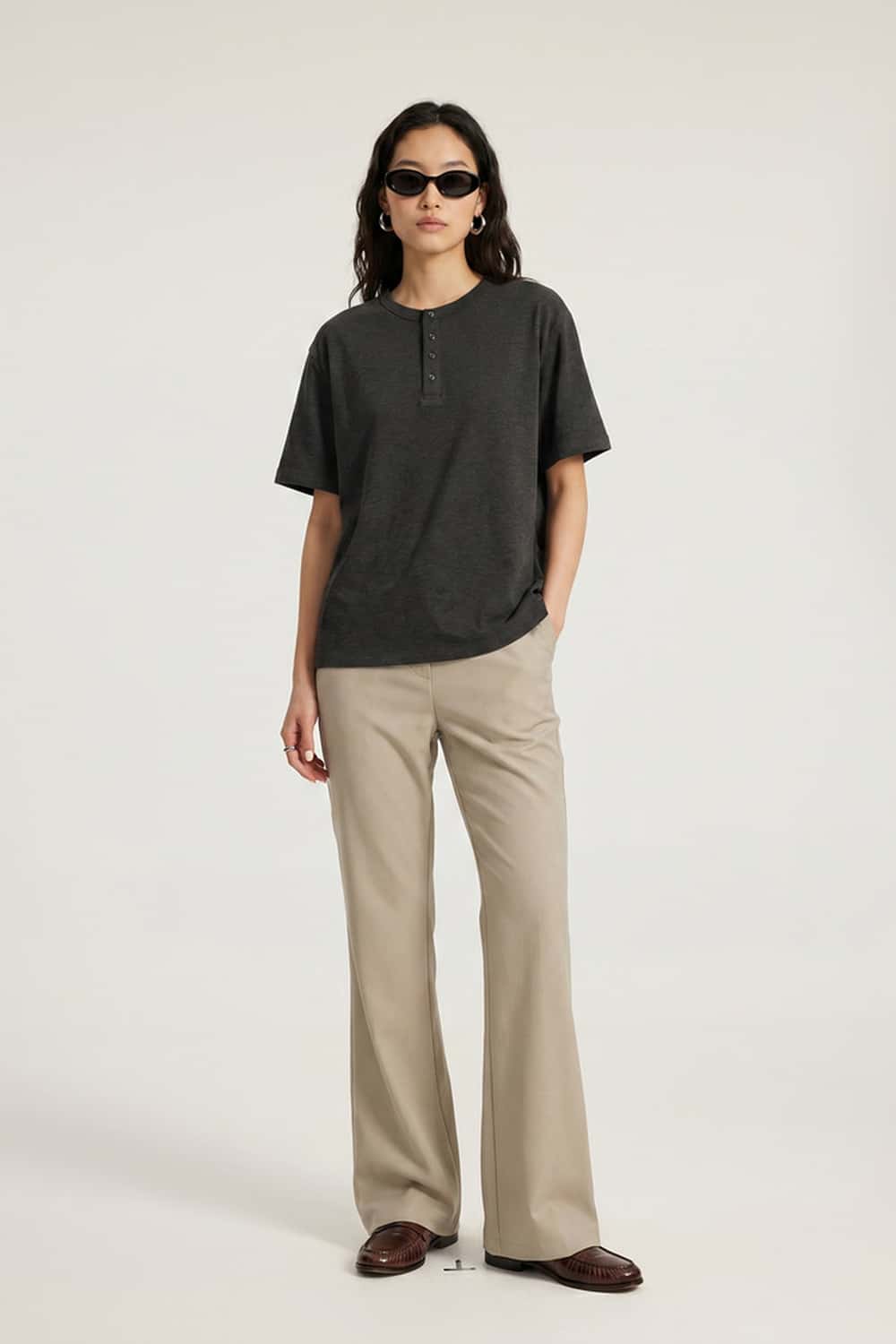 Textured Henley Short-Sleeve T-Shirt - Black