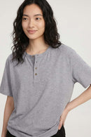 Textured Henley Short-Sleeve T-Shirt - Flower Gray