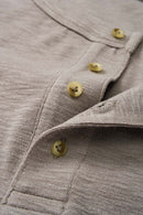 Textured Henley Short-Sleeve T-Shirt - Khaki