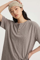 Textured Henley Short-Sleeve T-Shirt - Khaki