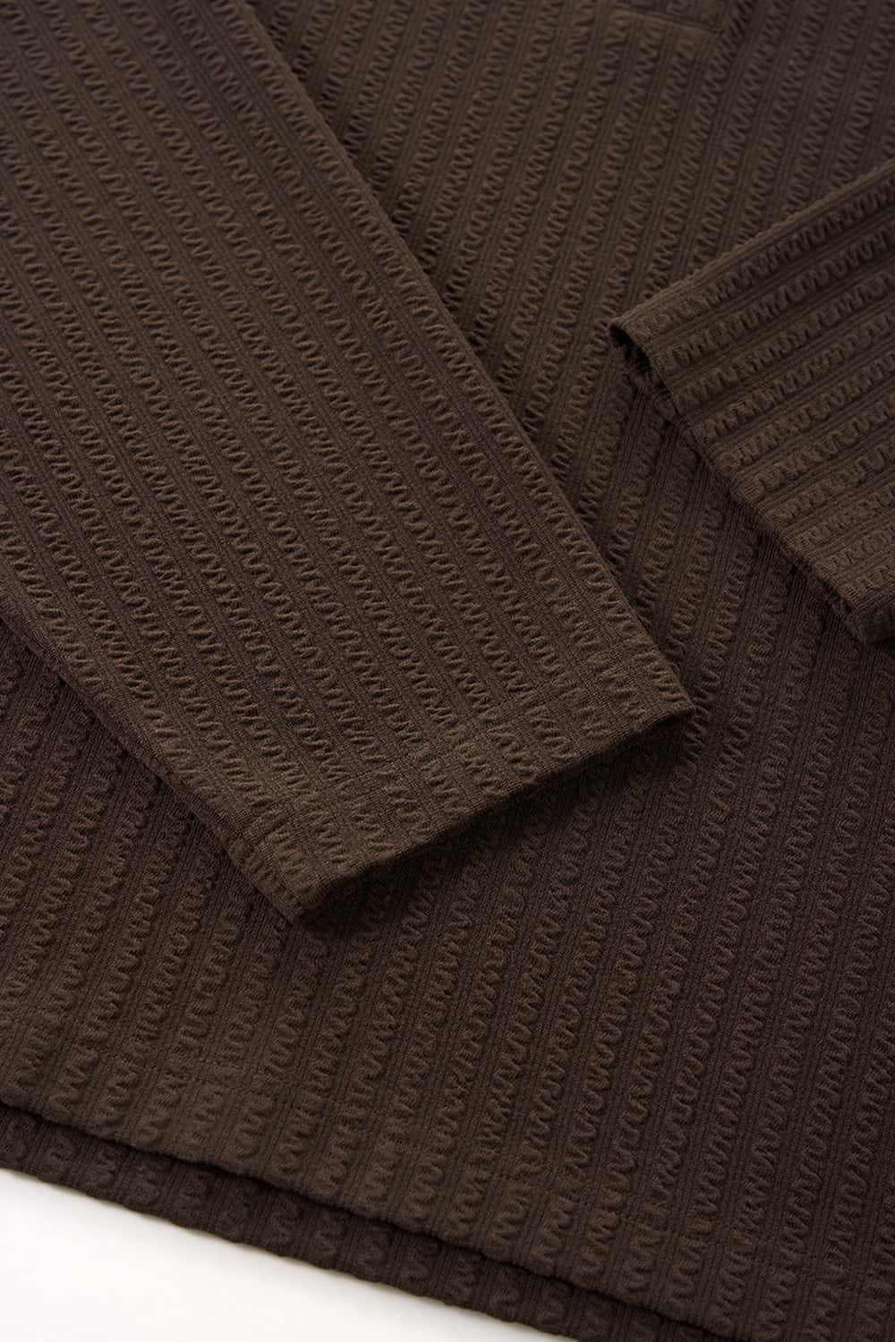 Waffle Henley Long-Sleeve T-Shirt - Dark Brown