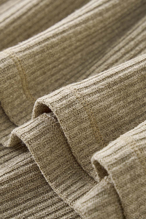 Layered Collar Ribbed Knit Pullover - Oat Gray