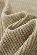 Layered Collar Ribbed Knit Pullover - Oat Gray