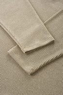 Layered Collar Ribbed Knit Pullover - Oat Gray