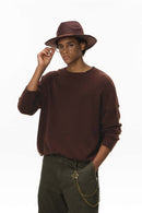Loose Fit Crew Neck Knit Sweater - Coffee