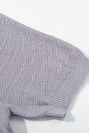 Textured Zip Knit Polo Shirt - Light Gray