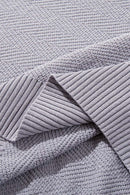 Textured Zip Knit Polo Shirt - Light Gray