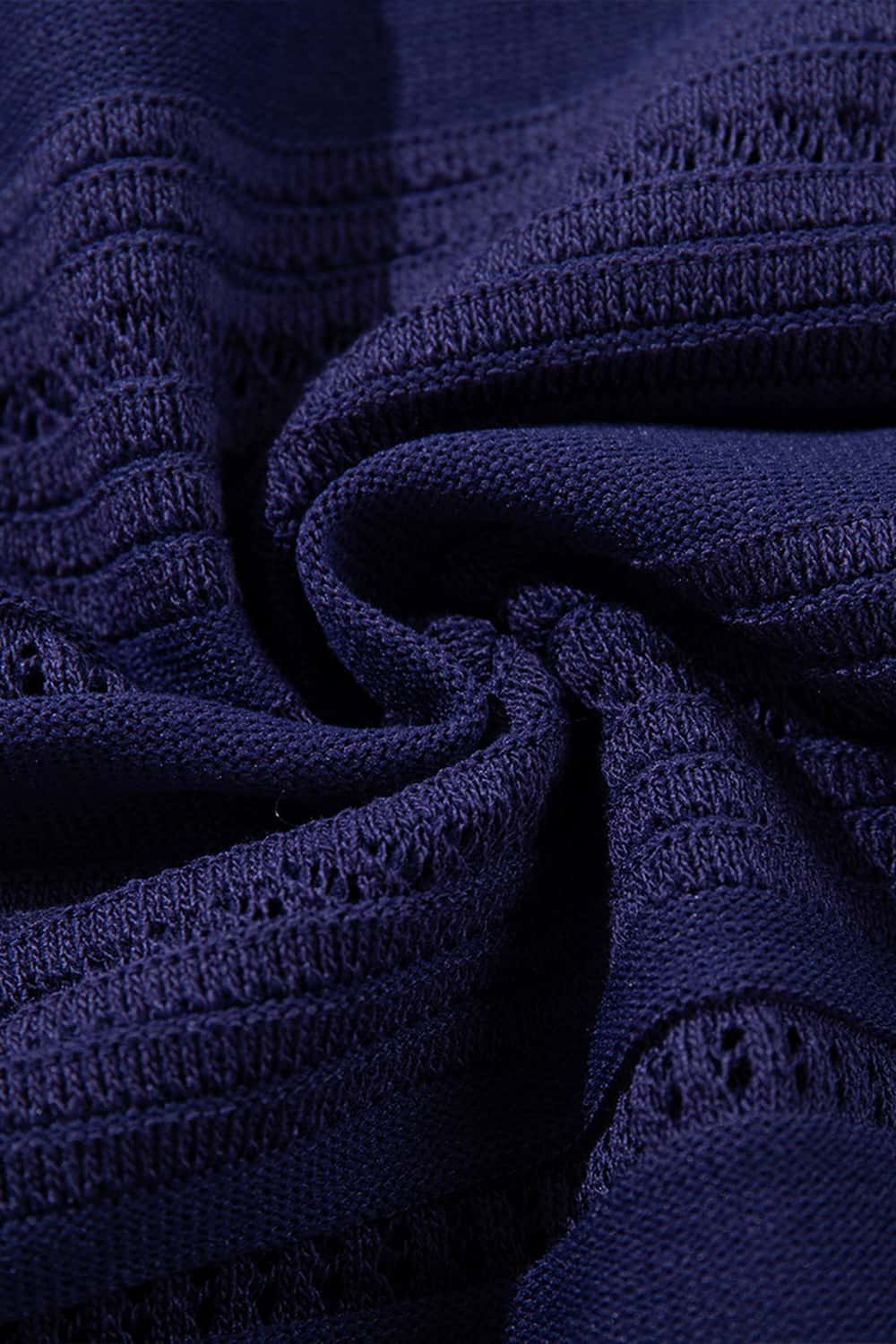 Openwork Textured Knit Polo Shirt - Royal Blue