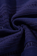 Openwork Textured Knit Polo Shirt - Royal Blue