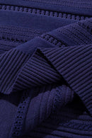 Openwork Textured Knit Polo Shirt - Royal Blue