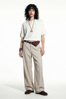 Openwork Textured Knit Polo Shirt - White
