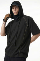 Contrast-Seam Stretch T-Shirt - Black