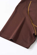 Contrast-Seam Stretch T-Shirt - Brown