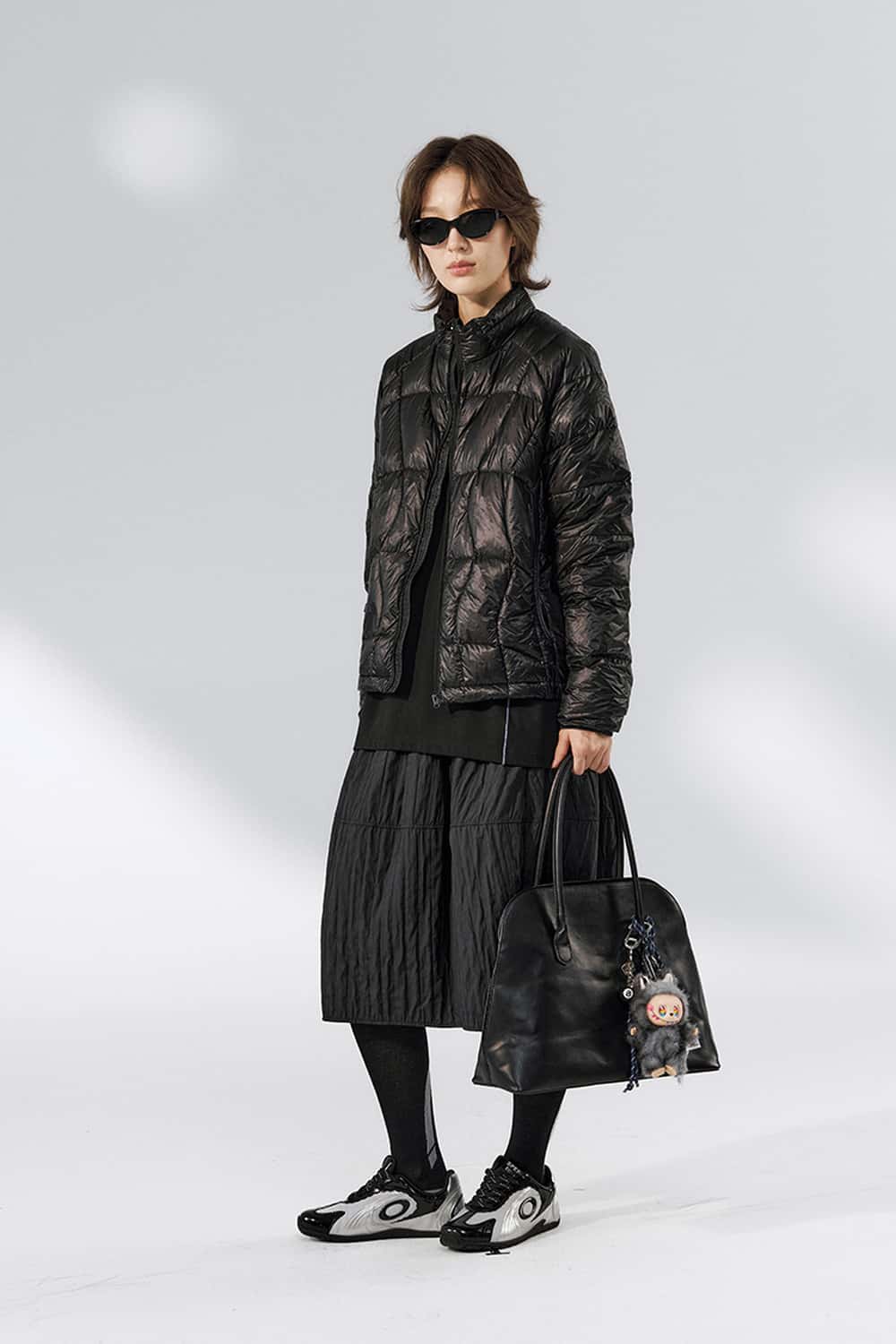 Lightweight Stand-Collar Puffer Jacket - Black