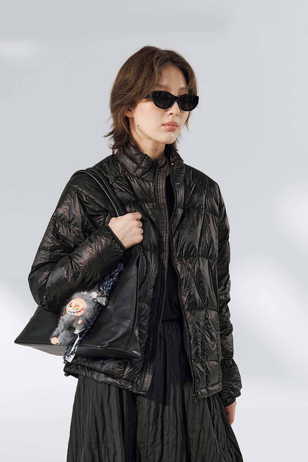 Lightweight Stand-Collar Puffer Jacket - Black