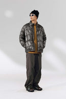 Lightweight Stand-Collar Puffer Jacket - Charcoal