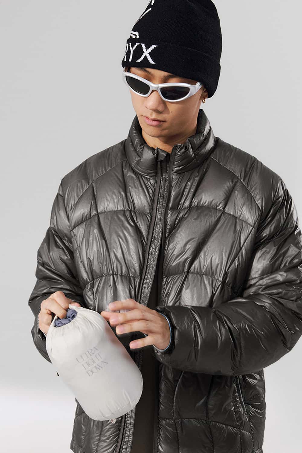 Lightweight Stand-Collar Puffer Jacket - Charcoal
