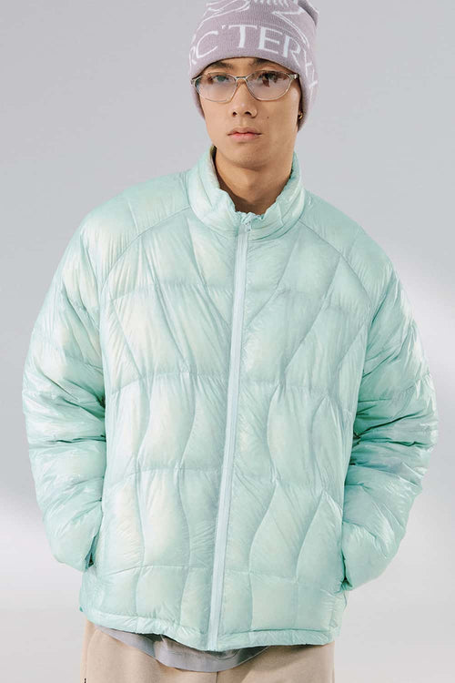 Lightweight Stand-Collar Puffer Jacket - Clear Sky Blue