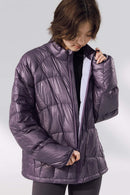 Lightweight Stand-Collar Puffer Jacket - Dark Purple