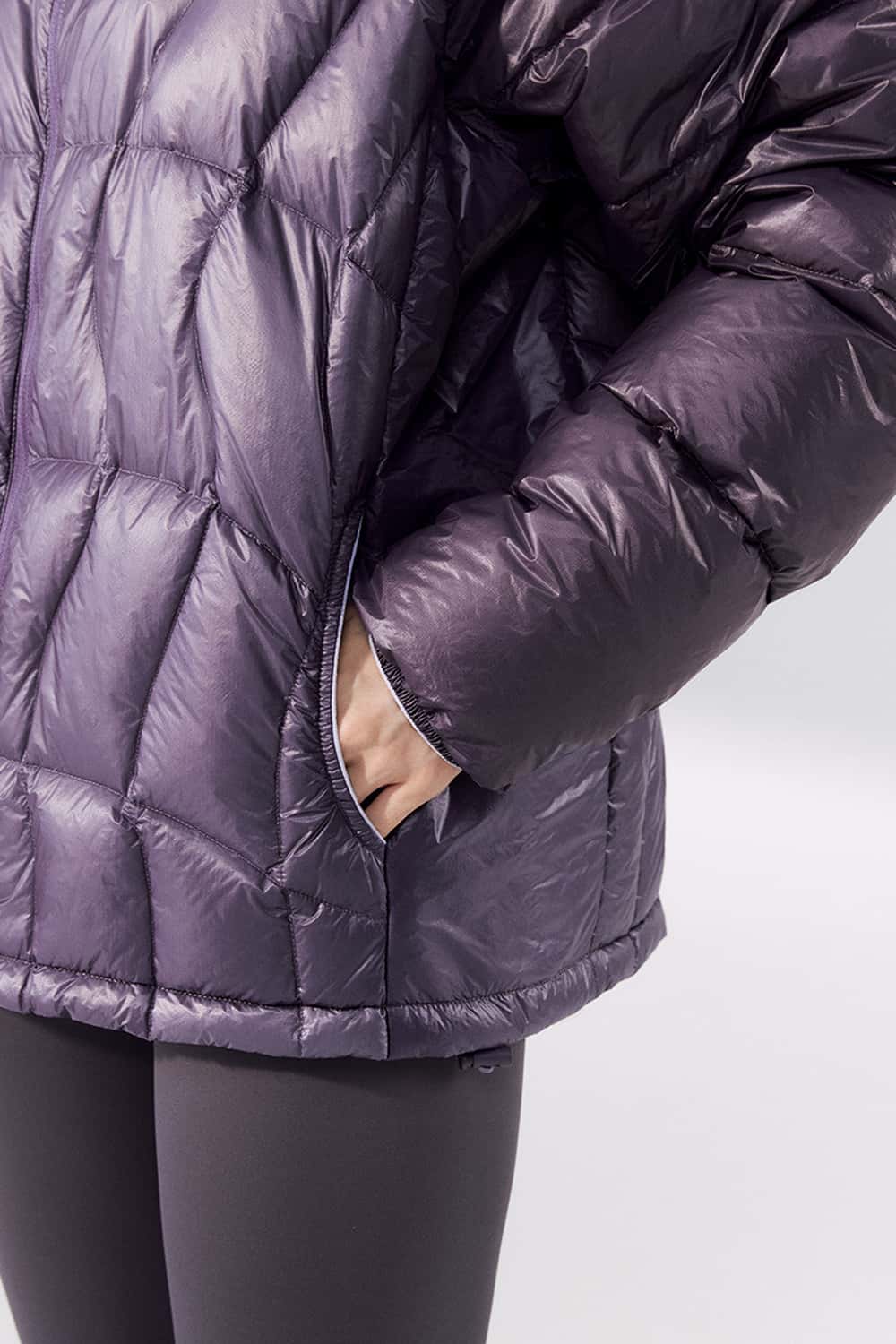 Lightweight Stand-Collar Puffer Jacket - Dark Purple