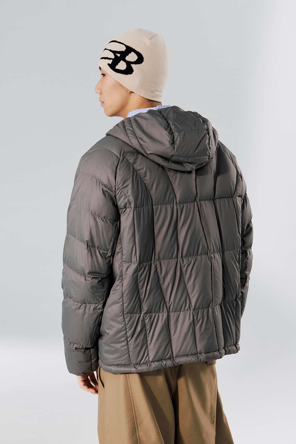 Packable Hooded Puffer Jacket - Charcoal