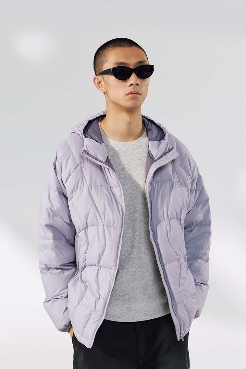 Packable Hooded Puffer Jacket - Light Purple