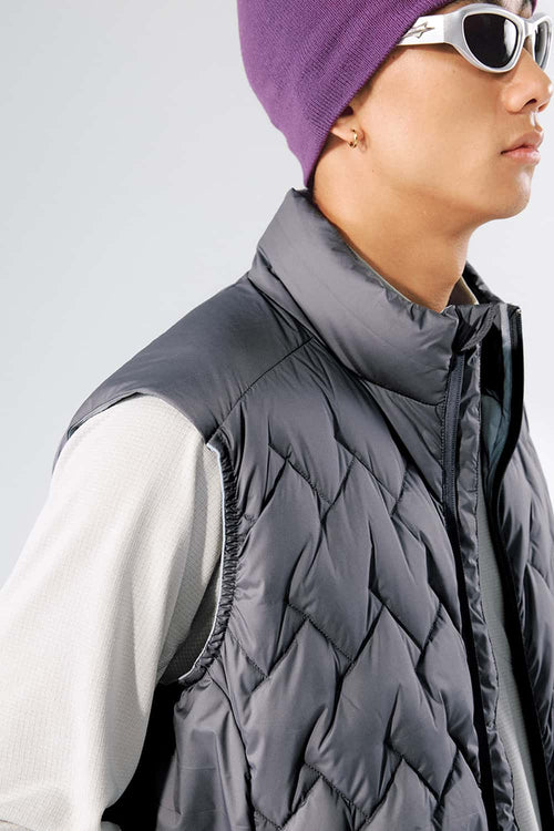 Packable Quilted Puffer Vest - Grayish Purple
