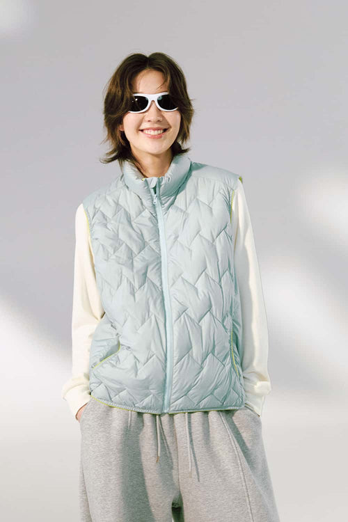 Packable Quilted Puffer Vest - Light Green