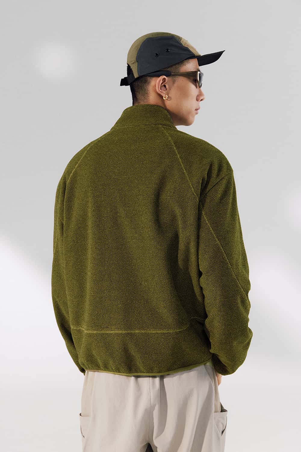 Textured Fleece Zip Jacket - Olive