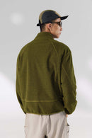 Textured Fleece Zip Jacket - Olive