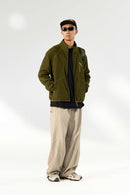 Textured Fleece Zip Jacket - Olive