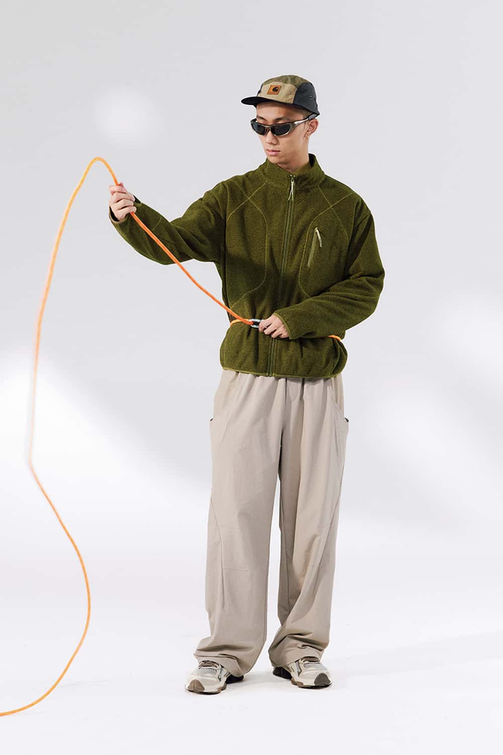 Textured Fleece Zip Jacket - Olive