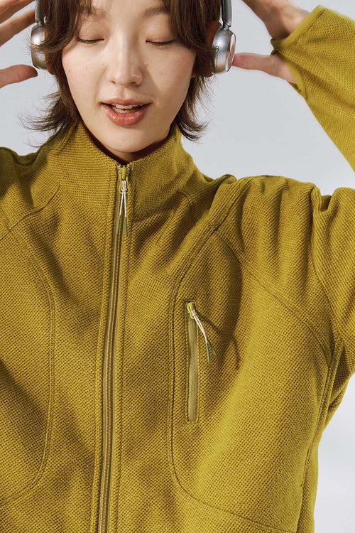 Textured Fleece Zip Jacket - Yellow