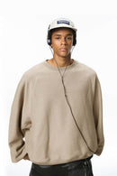Oversized Batwing Crewneck Sweatshirt - Khaki