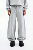Fleece Loose Fit Jogger Sweatpants - Flower Gray