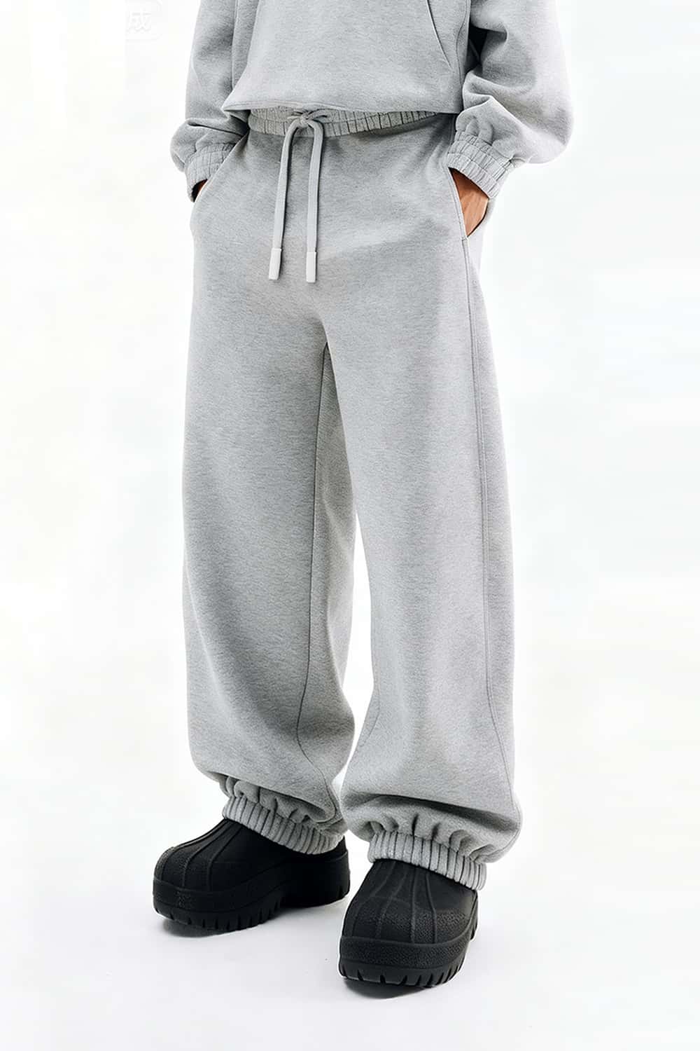 Fleece Loose Fit Jogger Sweatpants - Flower Gray