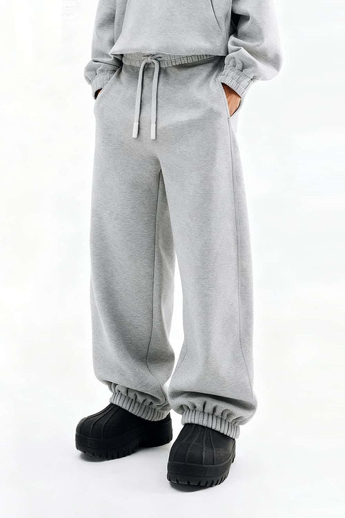 Fleece Loose Fit Jogger Sweatpants - Flower Gray