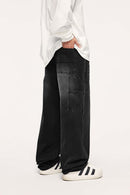 Washed Utility Straight-Leg Jeans - Black