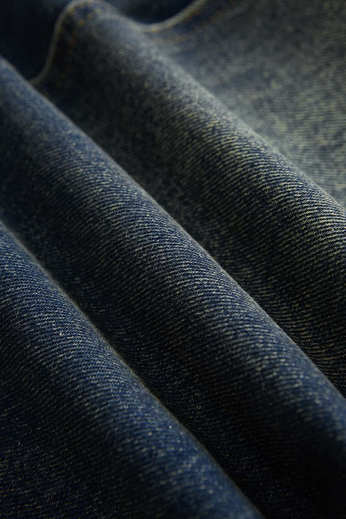 Washed Utility Straight-Leg Jeans - Blue