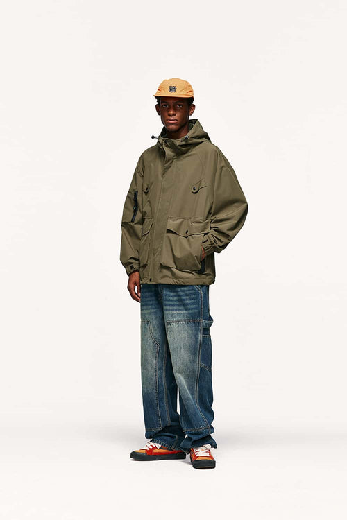 Washed Utility Straight-Leg Jeans - Blue