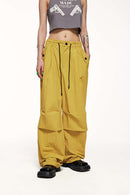 Nylon Wide-Leg Parachute Pants - Yellow