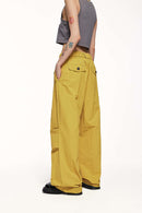 Nylon Wide-Leg Parachute Pants - Yellow
